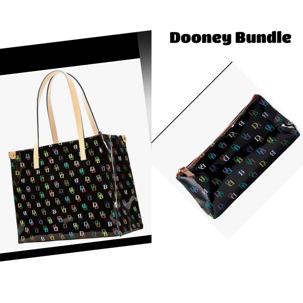 Dooney & Bourke Multicolor Signature Tote Bag with Matching cosmetic/wallet bag